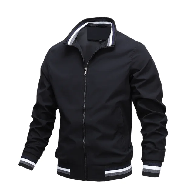 Hot sale custom logo men polyester wholesale fashion style black bomber jacket plain black winter jackets custom mens jackets