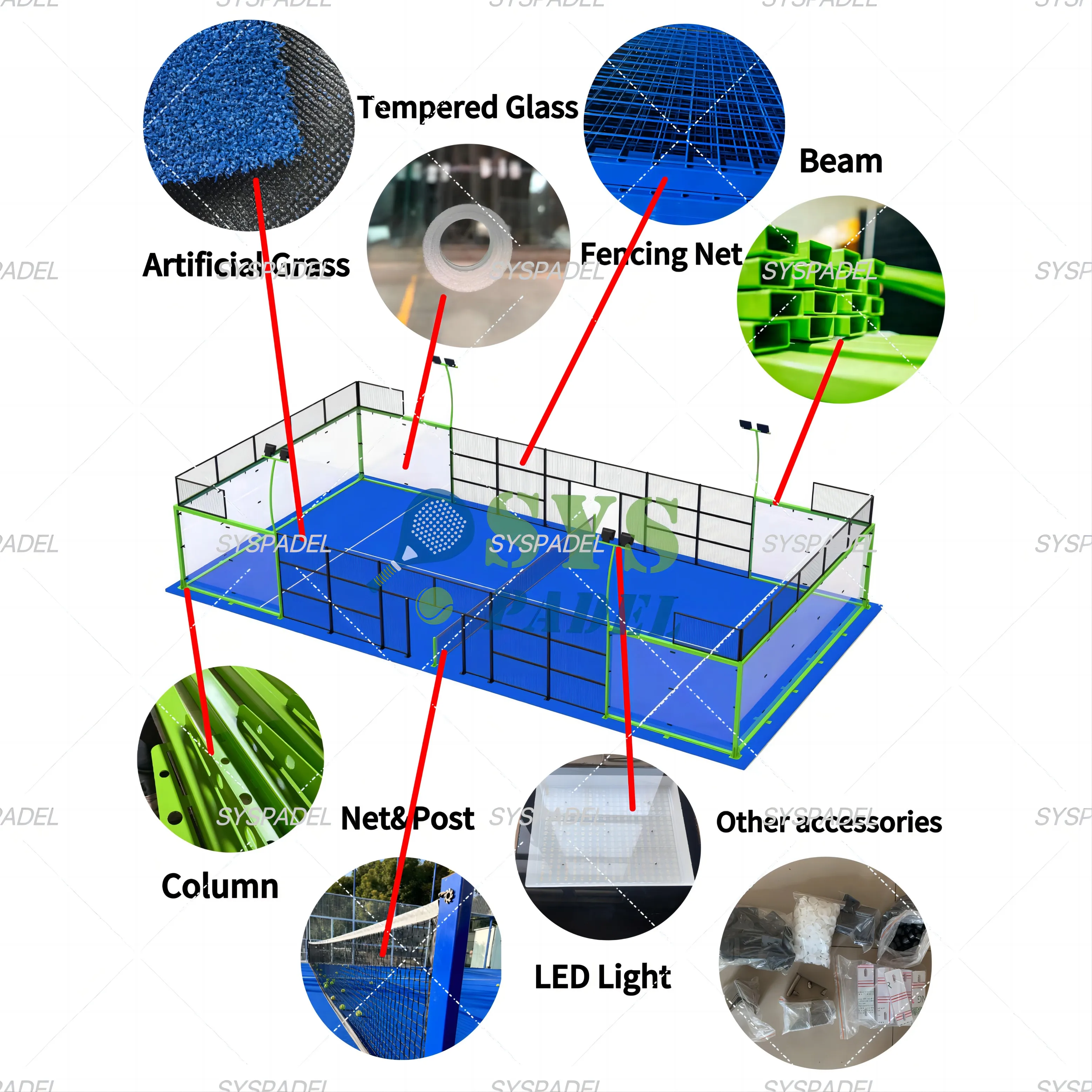 Non-Shrinking Professional Padel Tennis Court Equipment Supplier Padel Tennis Court for Indoor or Outdoor Paddle Tennis