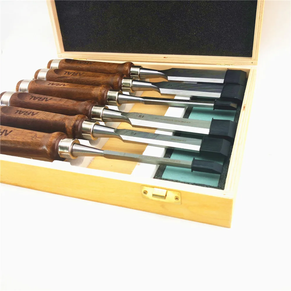 Wood Carving Chisel Set 6 in 1 Professional Wood Carving Tools with Whetstone