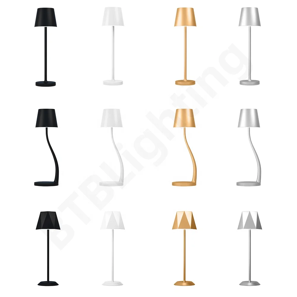 Metal Led Desk Lamp Adjustable Battery Operated Cordless Rechargeable Led Table Lamps with Shade for Cafe Dining Room Decorative