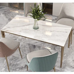 CERAWARM Natural Marble Designs Warm Table Top With Aluminum Legs Electric Heating Dinning Table
