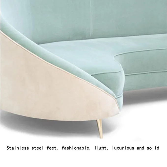 High Quality living room furniture modern green velvet fabric round sofa modernos para sala