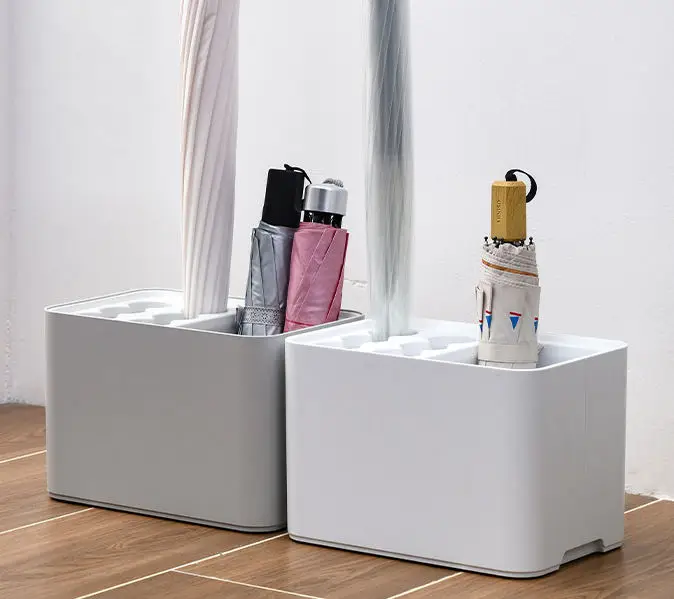 TX2023 15 Slot Non-Slip Home Office Umbrella Rack with Drain Tray Basket Organizer Spaces for 15 Umbrellas