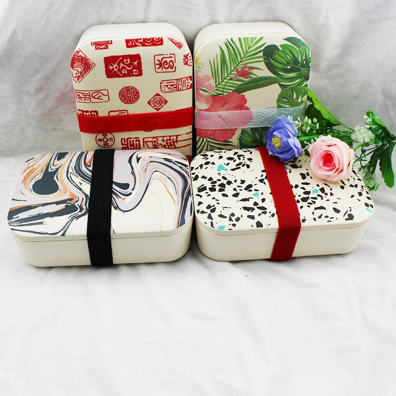 Оптовая продажа, Лучшая цена, красочная Экологически чистая коробка для хранения продуктов из бамбукового волокна