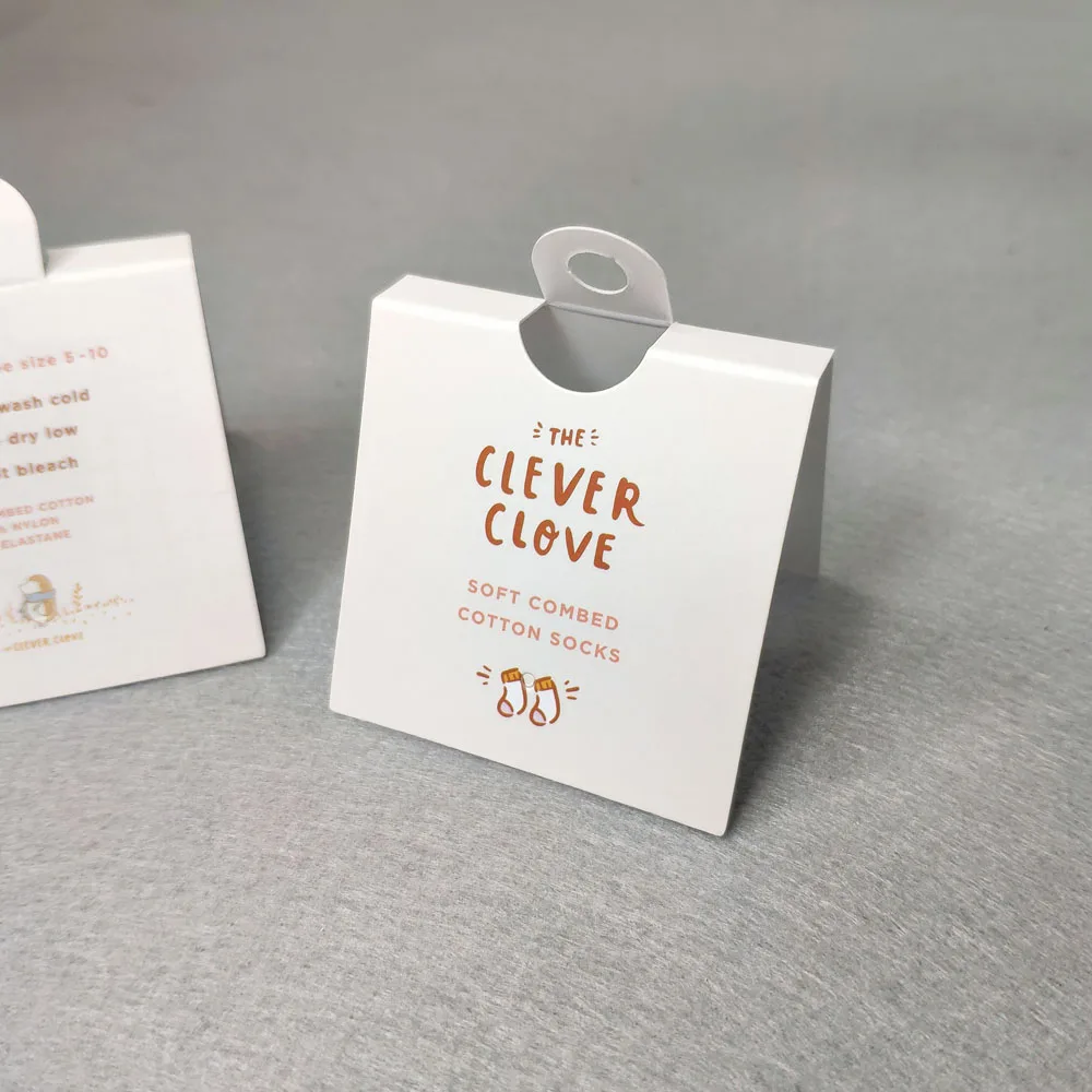 Good Quality Custom Folded paper hang tag Socks Packaging Tag Hanging Tags for sock