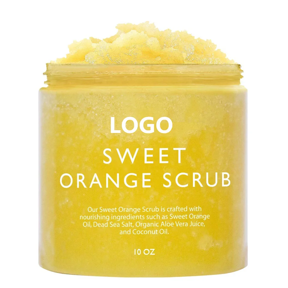 Private Label Whitening Detoxifying Activated Charcoal and Dead Sea Salt Orange Body Scrub