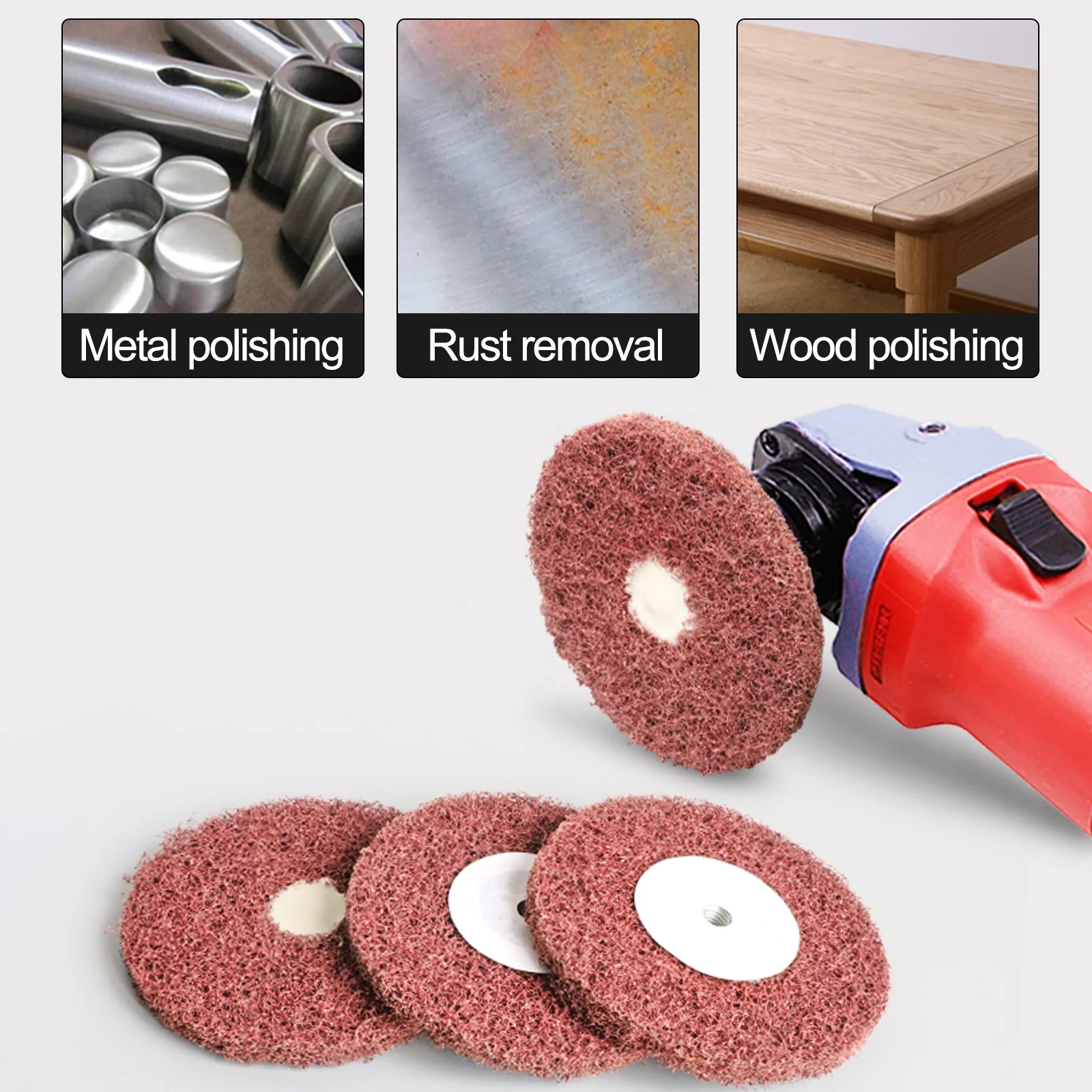 Abrasive Maroon Color Non Woven Nylon Fiber Polishing Wheel SHARPNESS Abrasive  Nylon Fabric Polishing Wheel