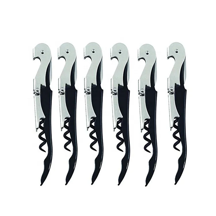 Customized Push Down Black Bottle Opener Waiters Friend Stainless Steel Handle Eco-friendly Bottle Wine Opener Beer Manual