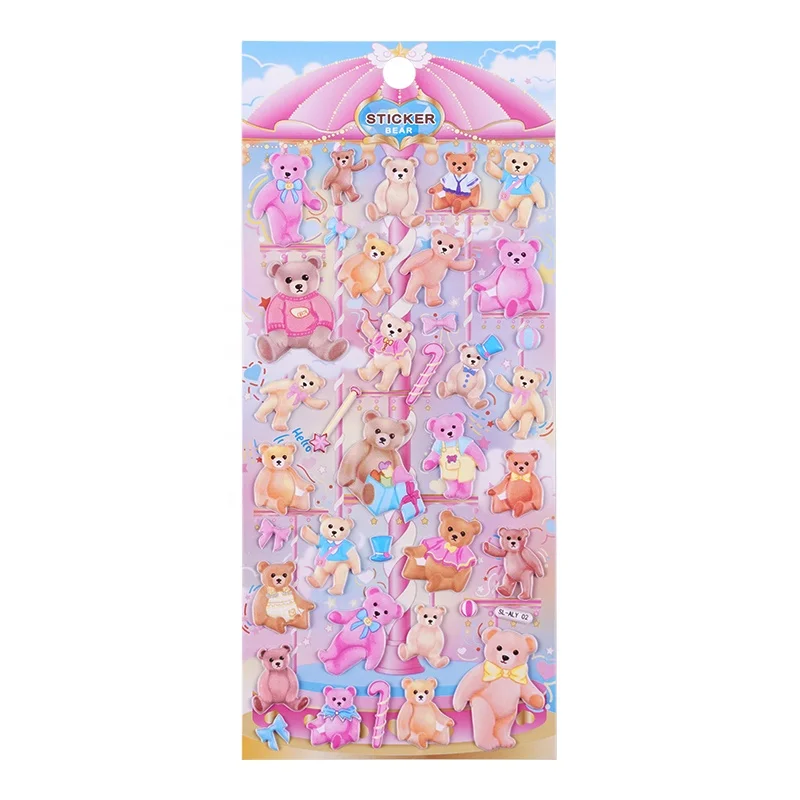 SHANLE Wholesale Cartoon Animal EVA Sticker Set Cute Cat Bear Puffy Sticker Custom Korean Decor Stationery 3D Bubble PVC Sticker