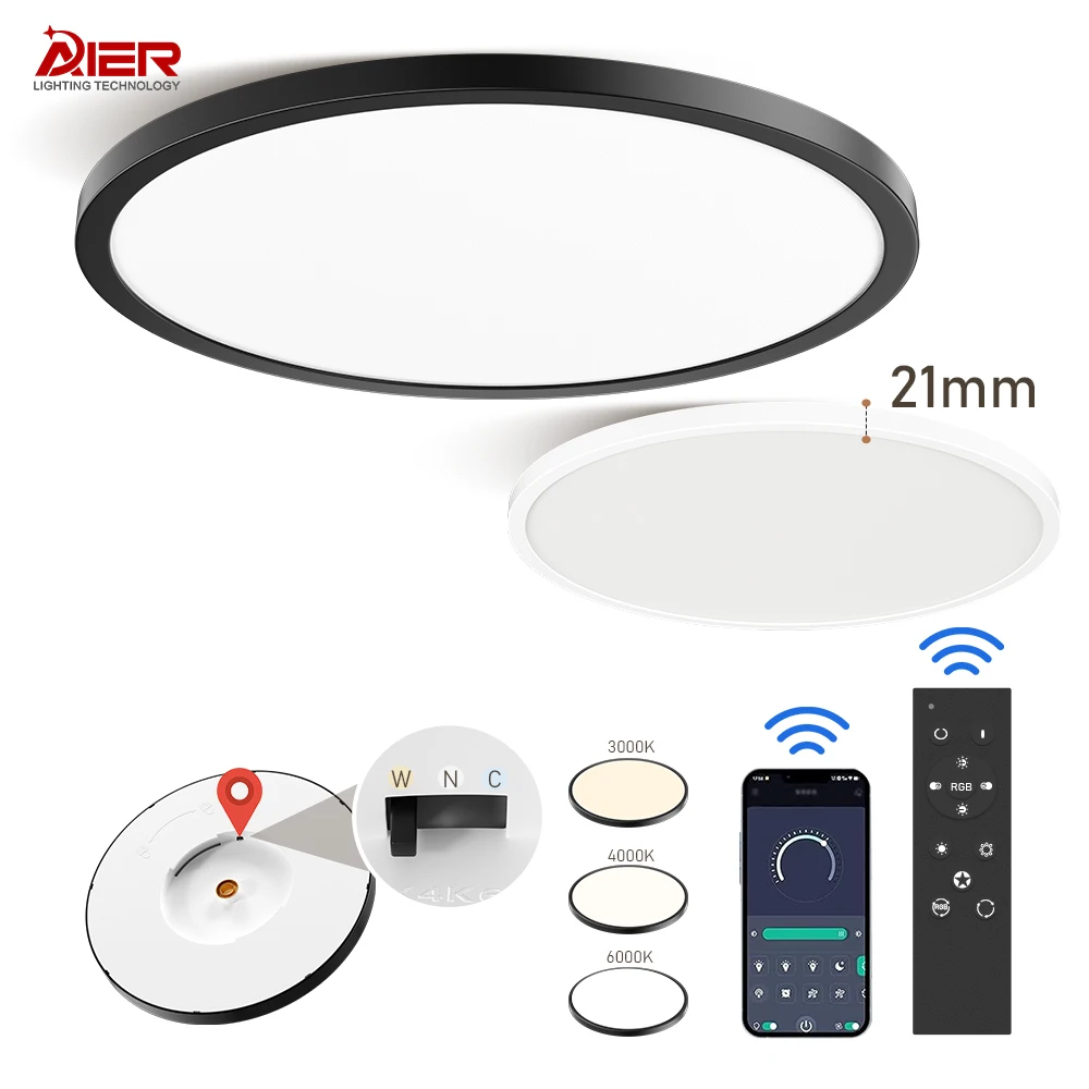 Modern Ultra Thin Round 24W 1CCT Natural White Changeable LED Ceiling Light for Living Room Indoor Decoration