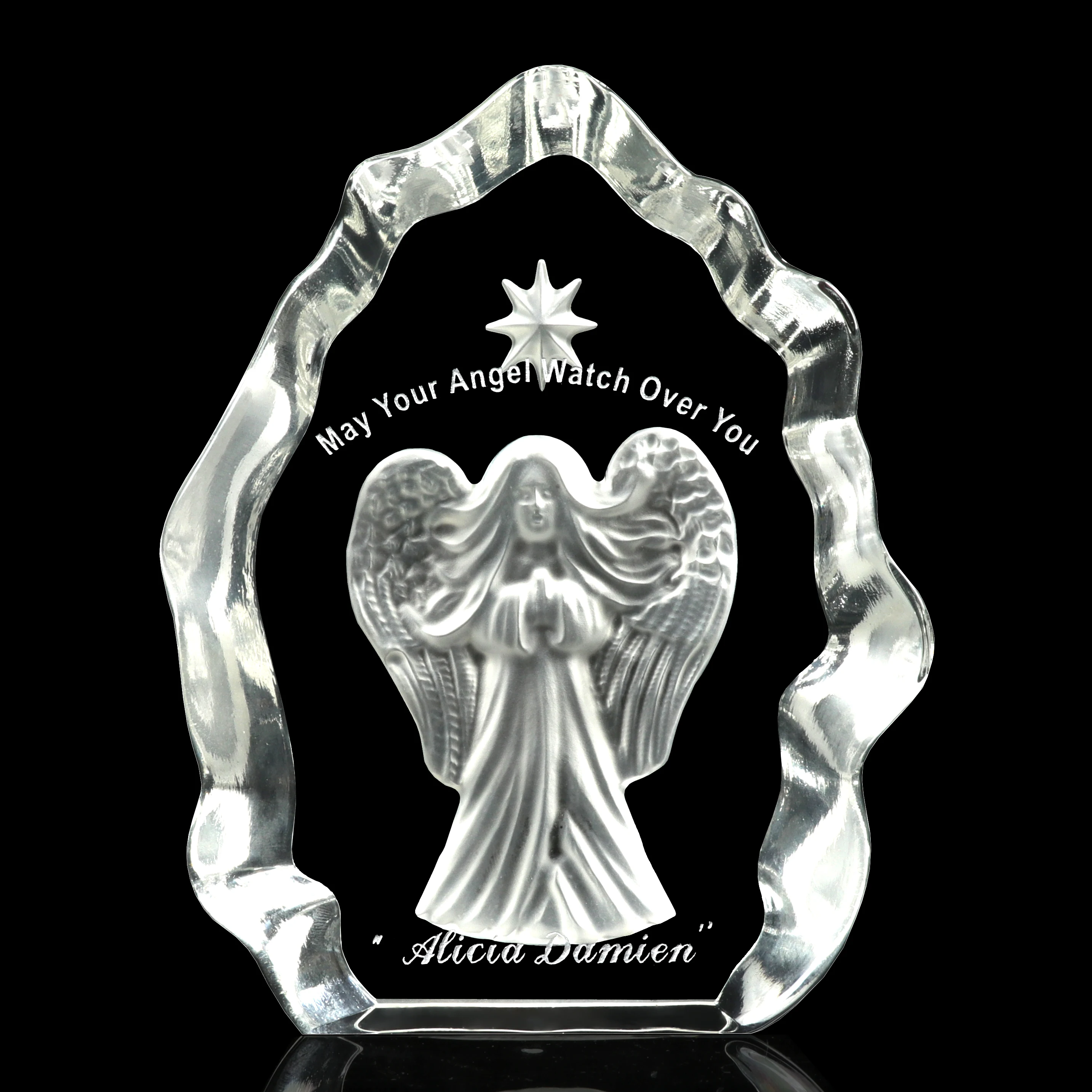 clear glass stock wholesale small crystal praying angel standing for christmas gifts