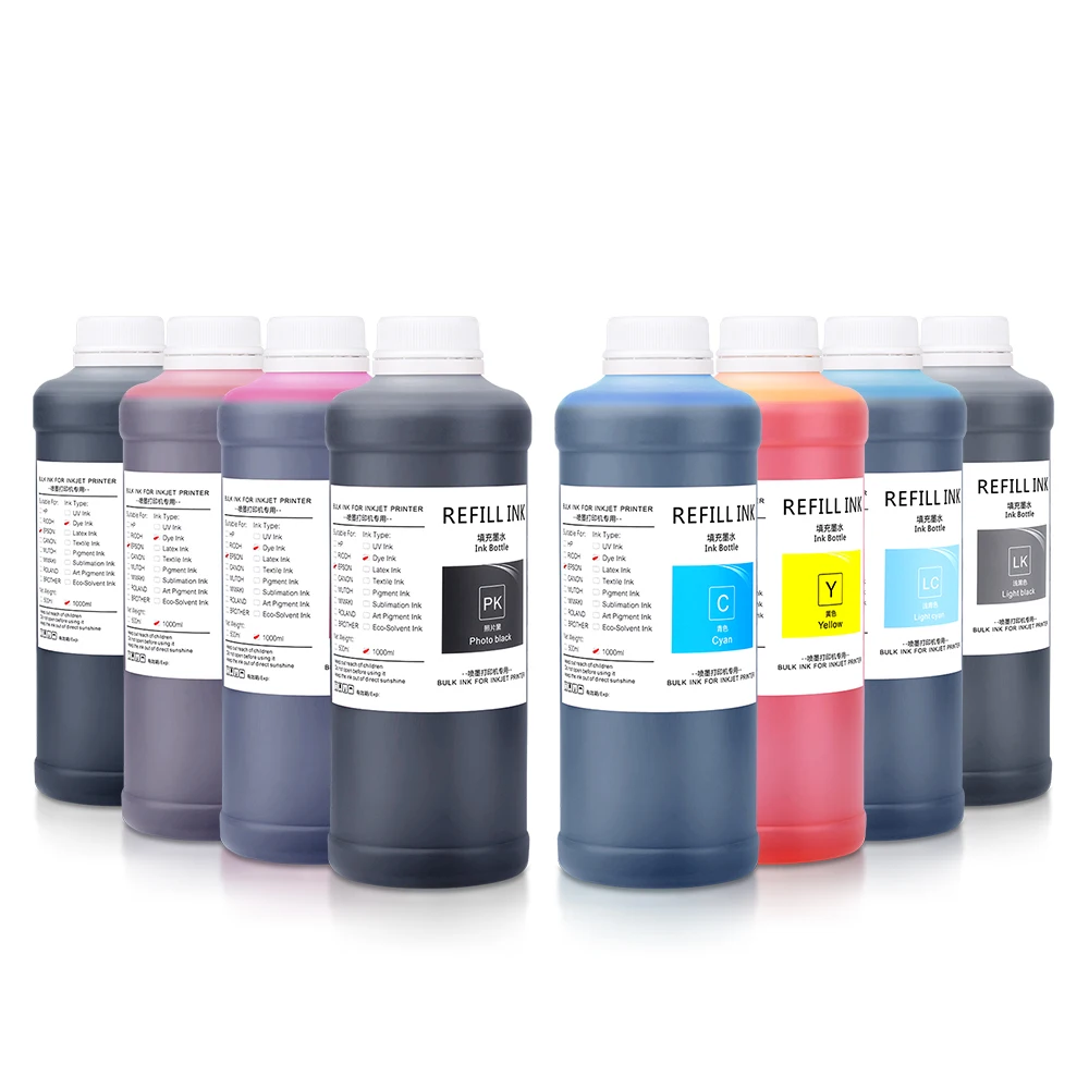 Ocbestjet 8 Colors 1000ML/Bottle Universal Dye Ink For Epson Stylus Pro 4000 Large Format Printer
