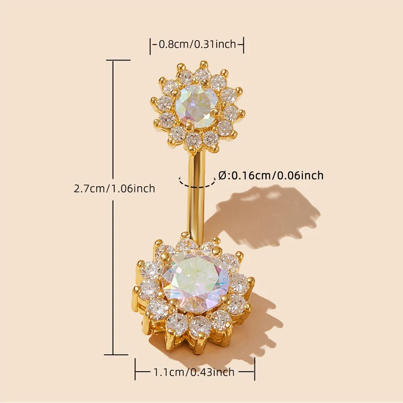 Shenzhen factory OEM ODM zircon opal rhinestone stainless steel titanium belly bar belly ring