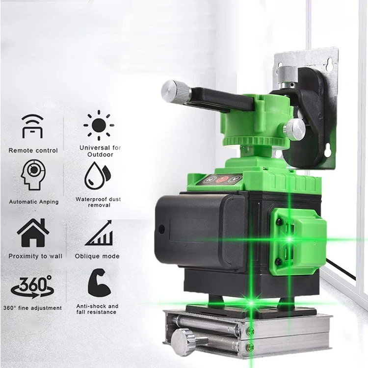 360 automatic leveling green 4d laser level factory 16 lines battery with lcd screen