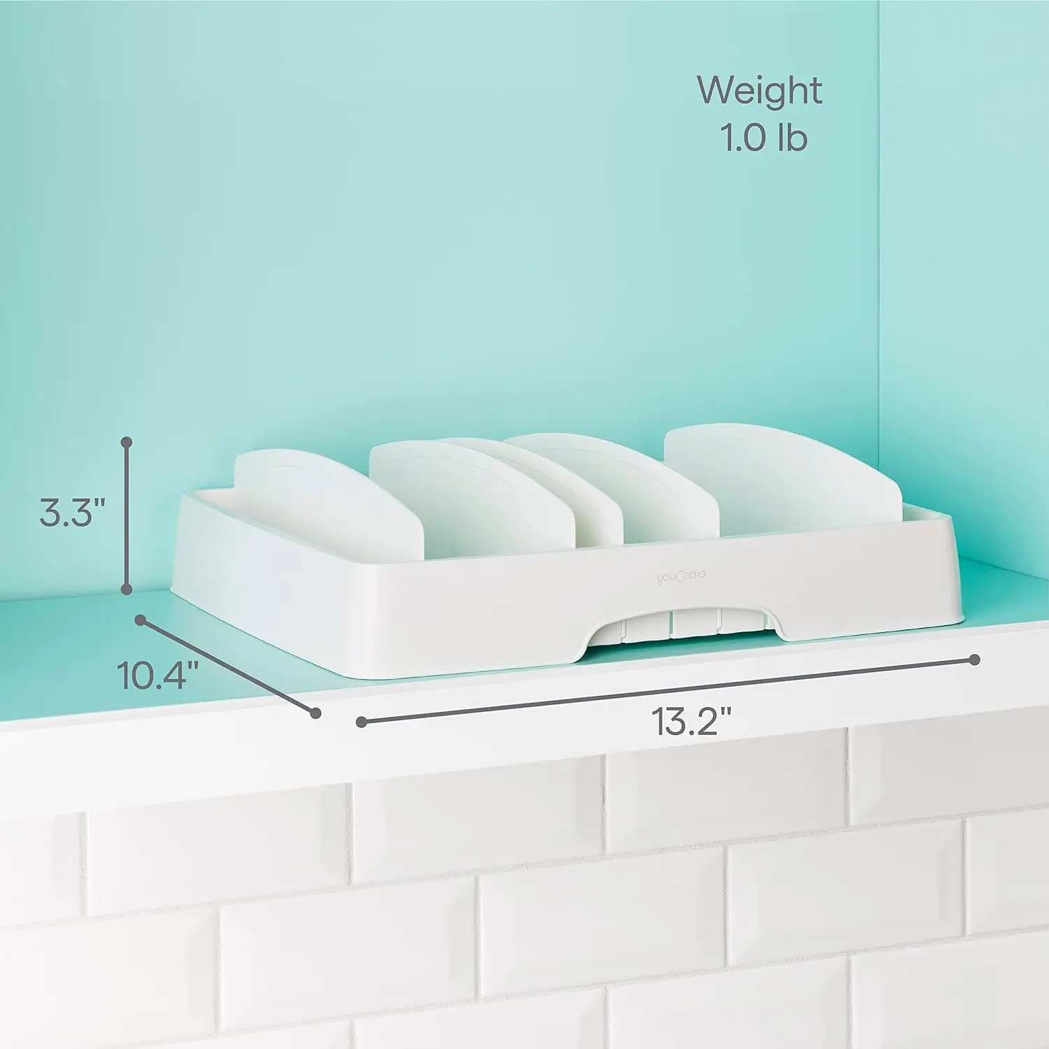 Storalid  Food Container Lid Organizer  Adjustable Dividers  Large, BPA-Free Adjustable Plastic Lid Storage for Kitchen Cabinet