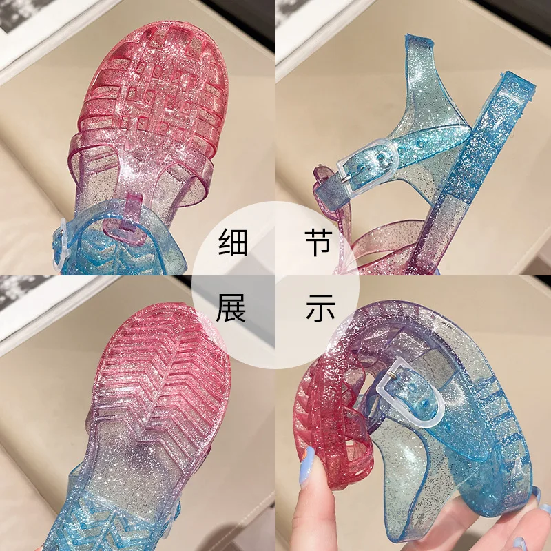 Children child toddler candy summer kids anti-slip girls princess jelly shoes baby outdoor with Child-friendly Feature