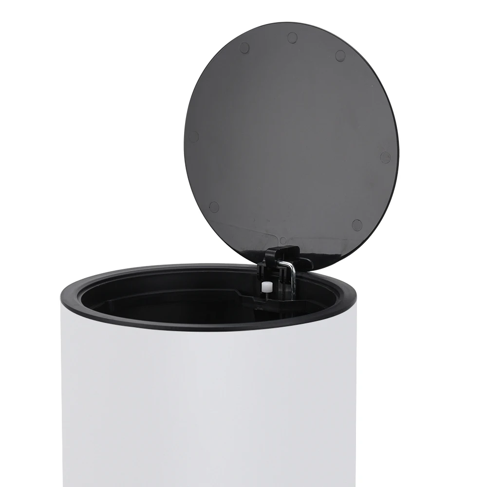 Office kitchen bathroom Stainless steel white thin lid design trash dust bin for waste paper bin soft close pedal bin