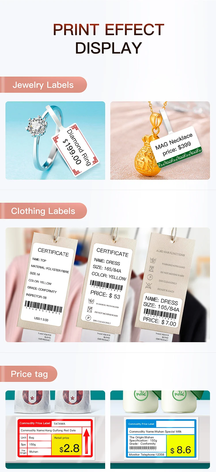 Niimbot B21 58mm Mini Wireless IOS Android Connection Label Printer with Free Adhesive Tape for Clothing Breads Wine