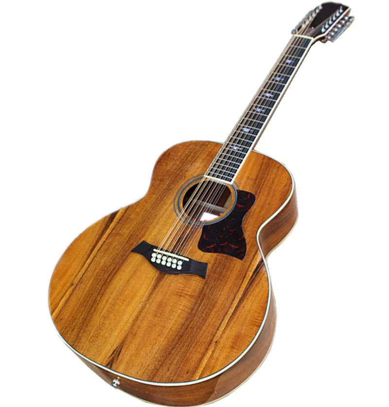 Huiyuan 12 нитей КоА тела 41 дюймов Акустическая гитара с хромированными машина тюнеров, гитара 12 струнной акустической, изготовление на заказ