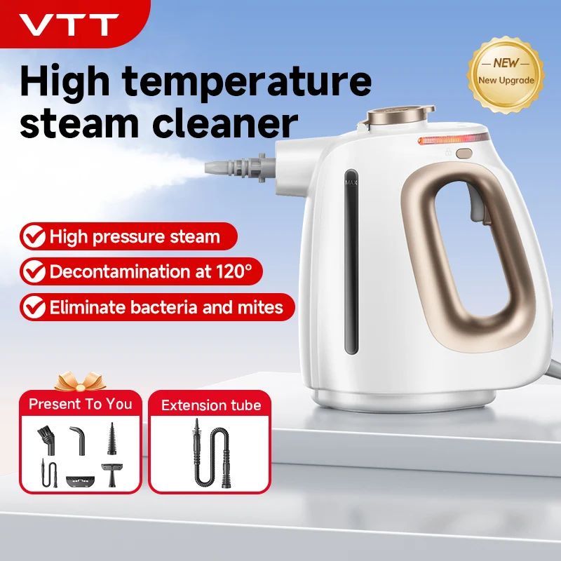 2024 Flash Sale 1350W Portable Electric Steam Cleaner Handheld Pressurized Steamer Rolling Cleaning Machine Floor Accessory Car