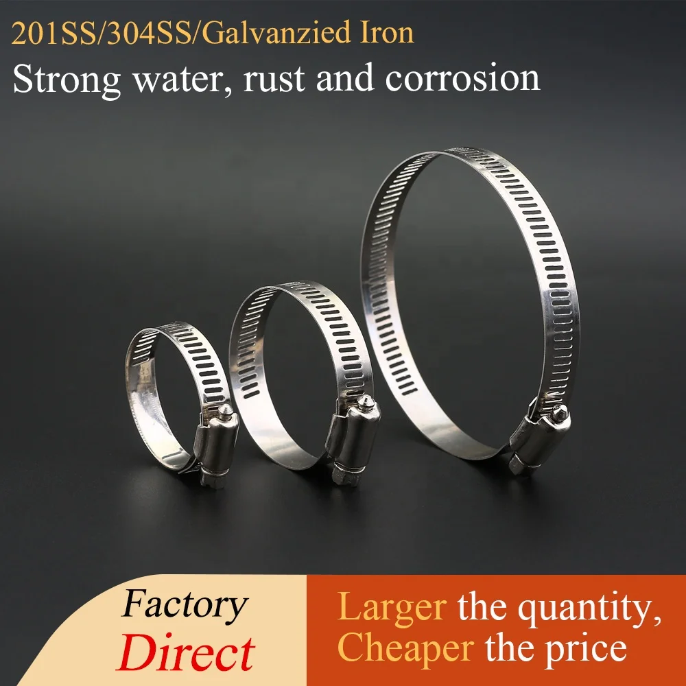 Factory direct supply  Material Choice w1 w2 w4 w5 American Type Jubilee Clip  Hollow Worm GearHose Clamp