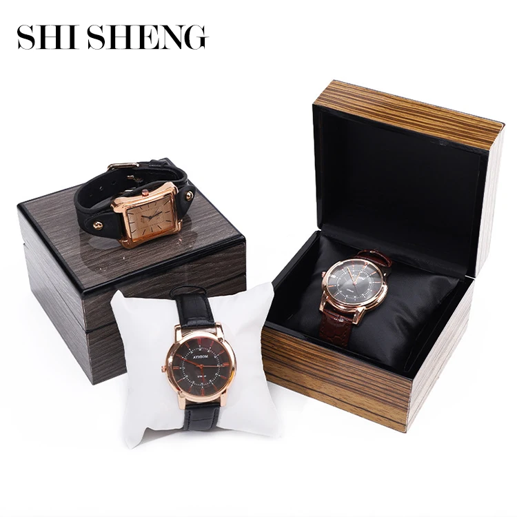 SHI SHENG Wooden Wrist Single Watch Cases Box for Men Women Watch Gift Box With Pillow