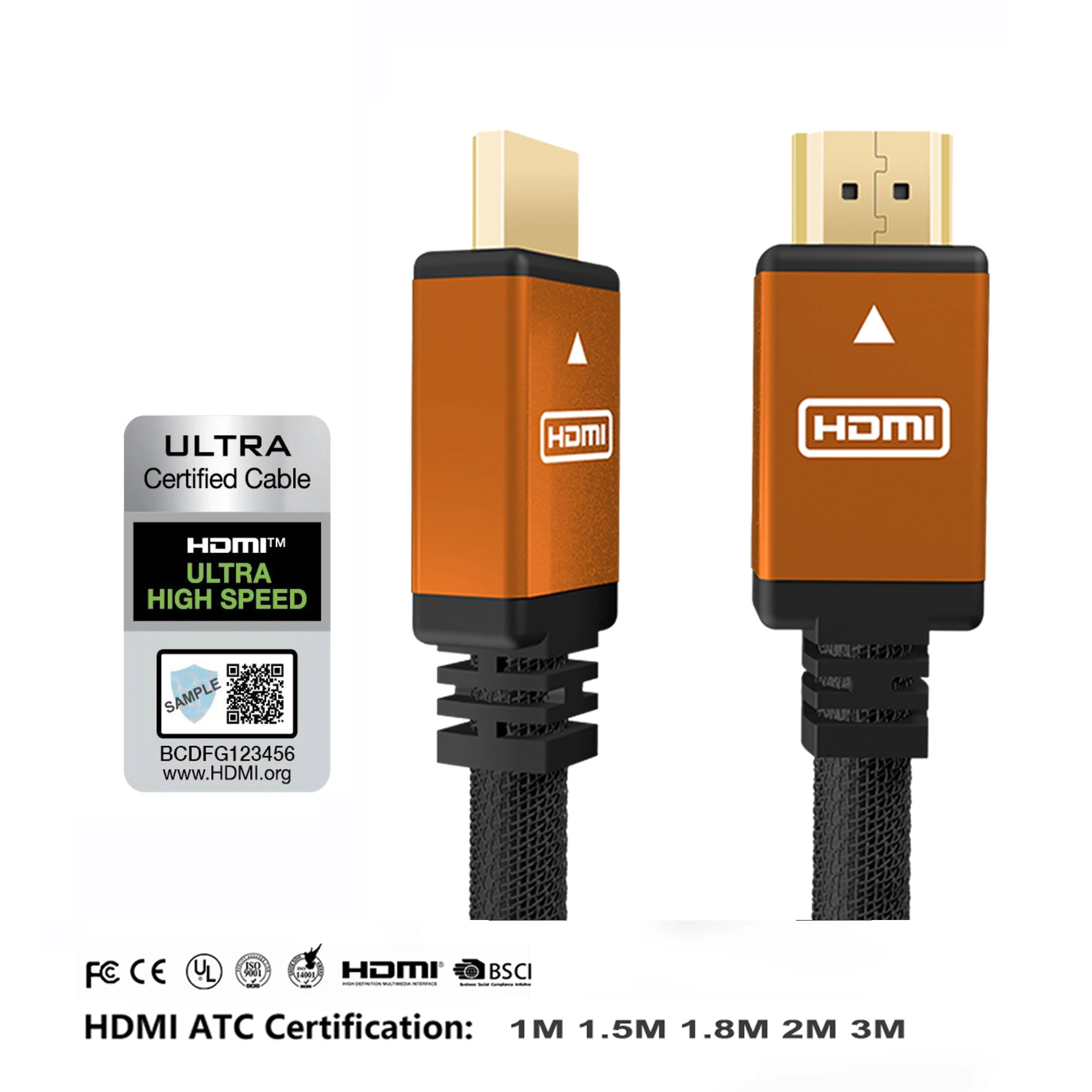 OEM CE UL FCC RoSH Kabel 8K V2.1 4K V2.0 3D HDR 1M 1.5M 1.8M 2M 3M 5M 2.1 HDMI Cable