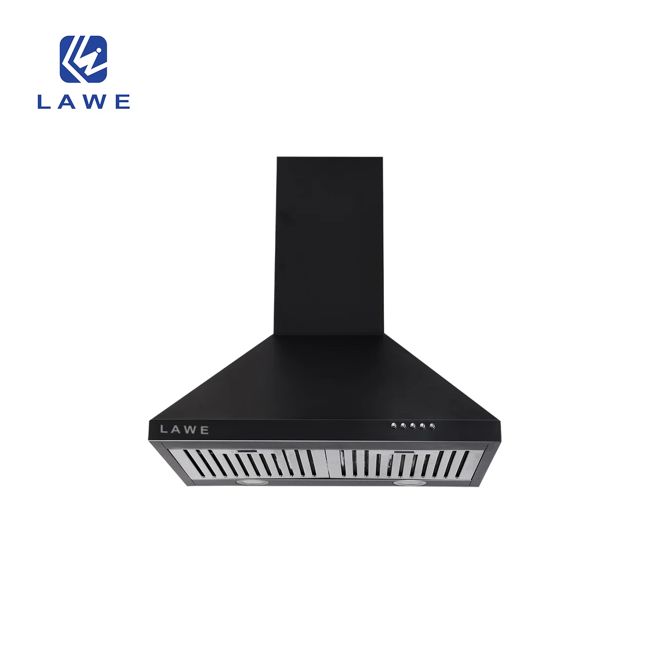 60cm Tower Type Black Kitchen Hood with Aluminum Filter Save Room Powerful Suction Hot Sell Pyramid Smart Range Hood