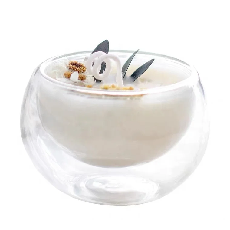 Unique Small Scented Candle Double Wall Glass container Mini candle holders