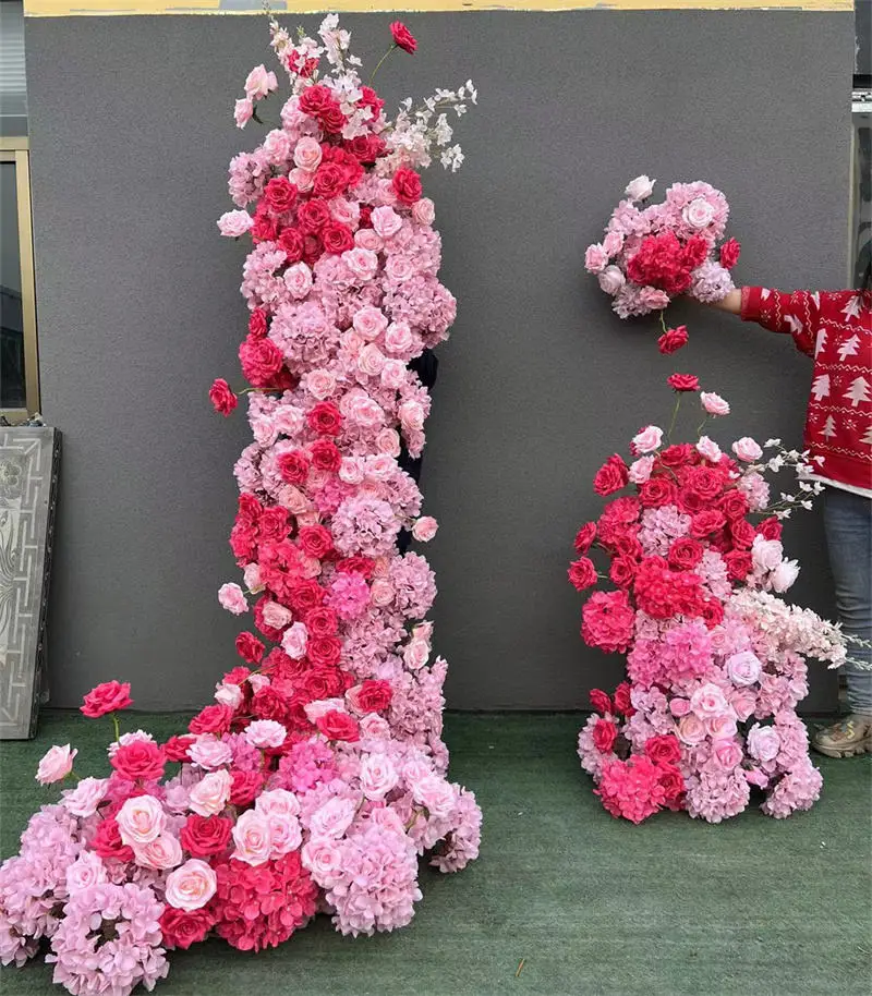 QSLH-SY0258 Customized White Arch Flowers For Wedding Hotel Decoration Gate Flowers, wedding entrance flower row set decoration