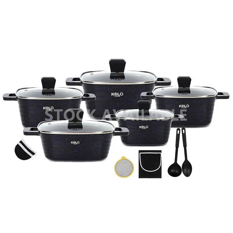 KALA Kitchen Supplies Cookware Set 16pcs 20-24-28-32cm Square Casserole Non-Stick Aluminum Wholesale for Kitchen Use