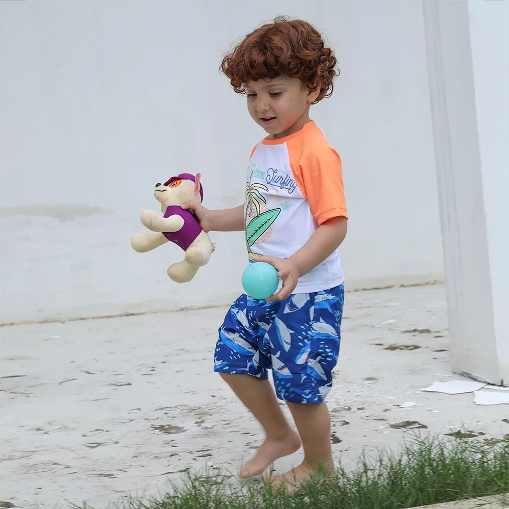Детские пляжные шорты с мультяшным принтом для мальчиков быстросохнущие пляжные плавки для малышей