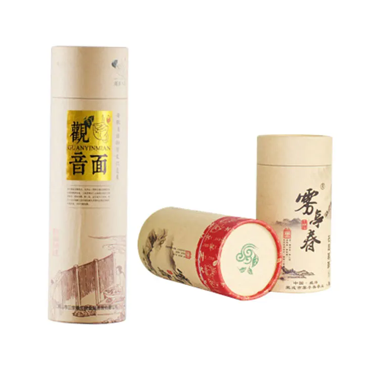 Custom Printed Cardboard Cylinder Candle Packaging Gift Round Kraft Paper Boxes With Lid
