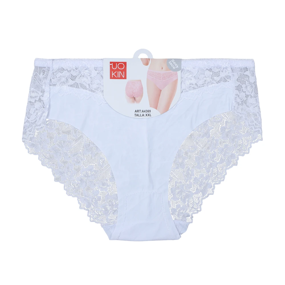 UOKIN ladies panties underwear sexy transparent back full lace nylon briefs 3xl high rise underwear A4369