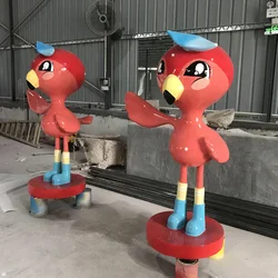 Fiberglass cartoon parrot Resin fiber animal model bird cartoon custom Cartoon statue of a shop welcoming guests