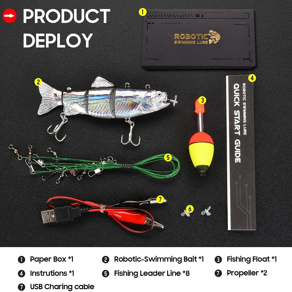 Lureking New Rechargeable Electric Fishing Blinking Lures Wobblers For Fishing 4-Segment in Guangzhou W0808 35g 130mm