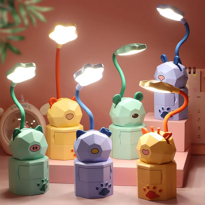 Светодиодная настольная лампа для детей USB Мультяшные игрушки подарок студентов обучающая защиты глаз детский Настольный светильник ночного