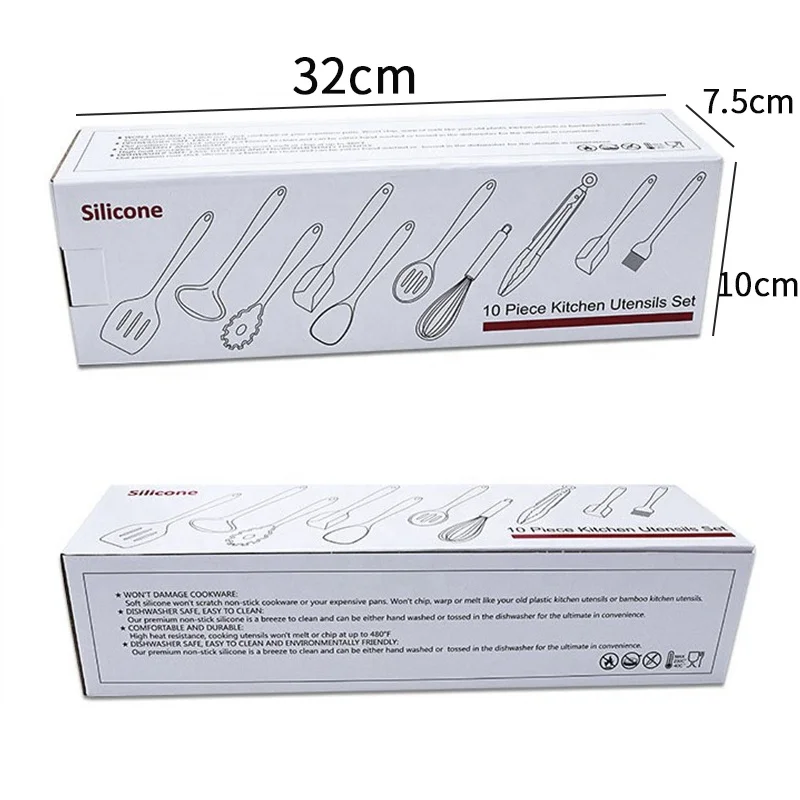 
10 Pieces of Silicone Cooking Kitchen Utensils Set Non-Stick and Heat-Resistant Kitchen Cookware 