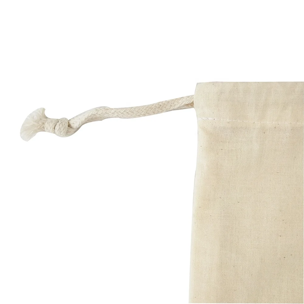 China Bags Factory Directly Custom Printed Cotton Calico Canvas Muslin Drawstring Bags