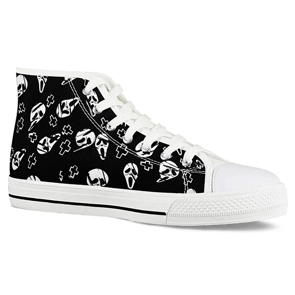 White Custom Design Comfortable Men High Top Canvas Shoes Rubber Sole Sneakers Casual Shoes Dropshipping No MOQ