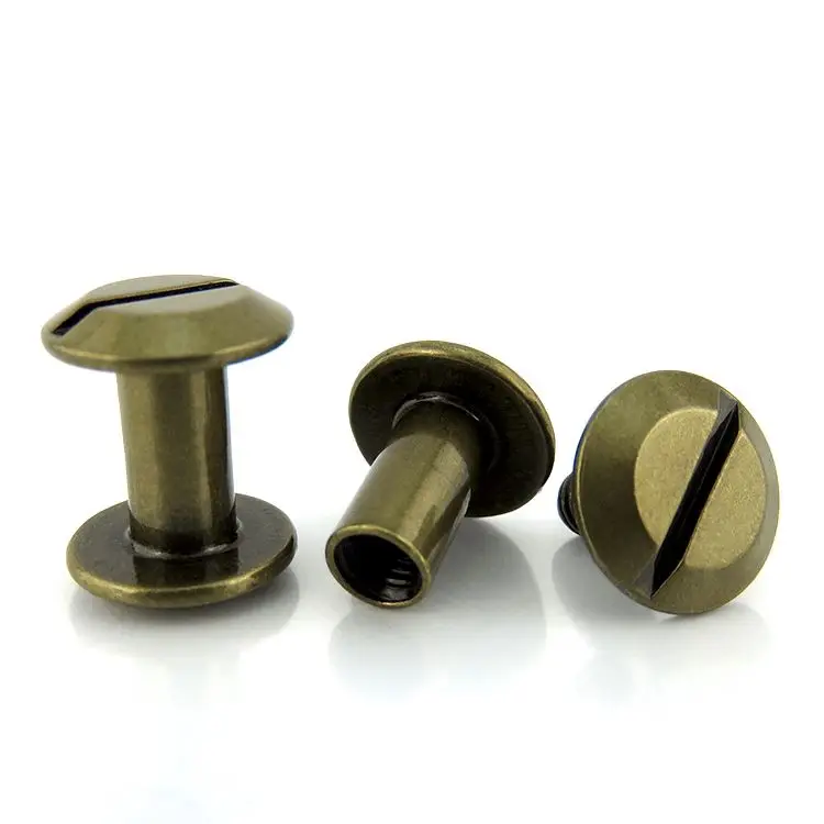 Fastener Factory Price Custom Brass Antique Bronze Flat head Replaceable Belt Leather Screw Rivet