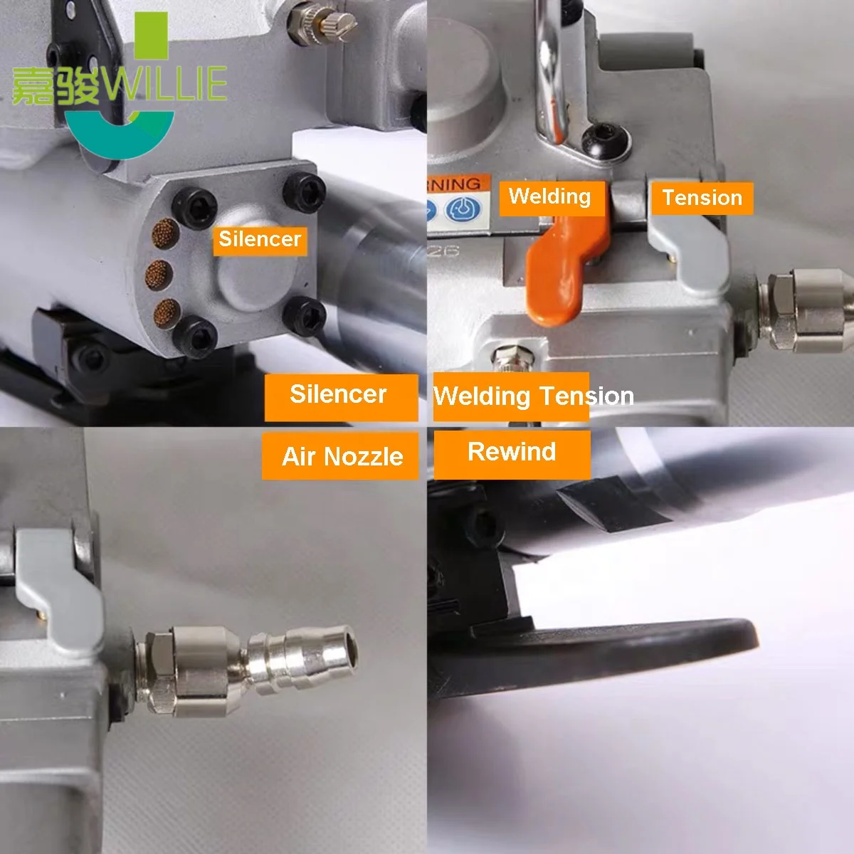 Packing Tool PneumaticTool Holding Steel Bar PP/PET Plastic Belt Tensioner Portable Pneumatic Automatic XQD19 Strapping Machine