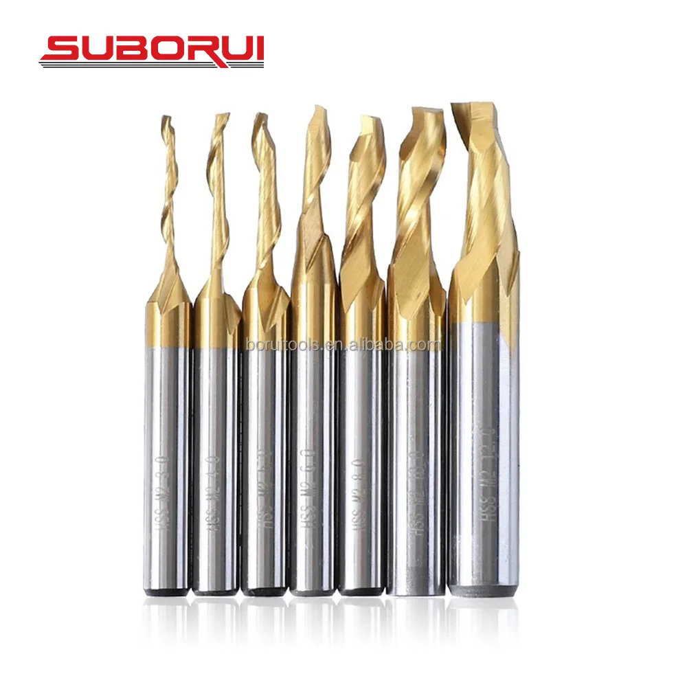 SUBORUI 3/4/5/6/8/10/12 мм Titanium HSS Концевая фреза с ЧПУ гравировальный одной для алюминия