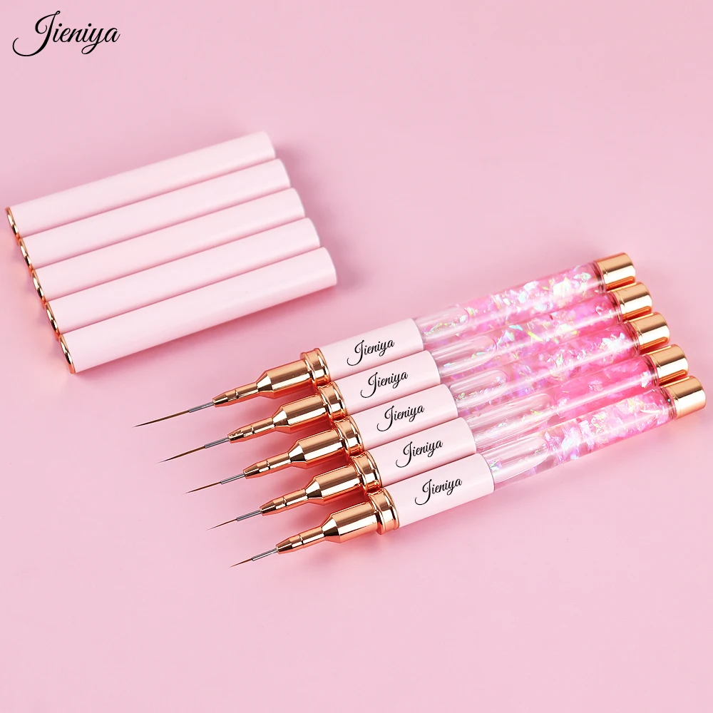 Liquid Pink handle Manicure Tool Wholesale Painting Drawing Nail Liner Brush Painting Flower Pen Striping brush Nail Art Brush