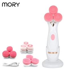 Mory face clean device face brush private label waterproof spin rotating cleaning electric silicone face cleansing brush