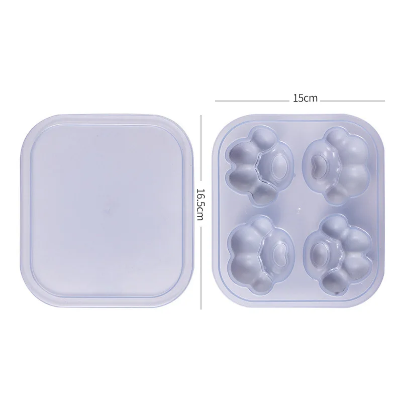 Hot Sales Creative Homemade Ice Cream Mold Tools 4 Cavity Ice Cream tray Silicone Baking Mold
