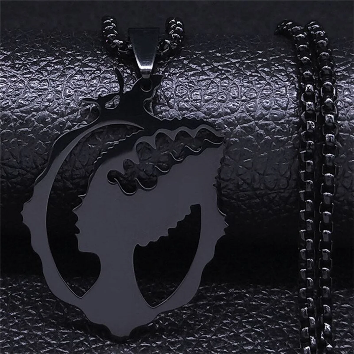 Ouj Witch On Broom With Cat Stainless Steel Pendant Necklace Alien Head Pendant Necklace