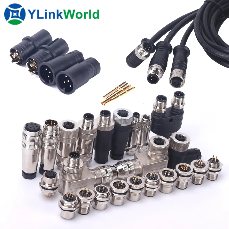 m8 male female connector 2 3 4 5 6 7 8 9 10 12 13 14 15 16 18 19 20 24 pin auto aviation cable pcb push pull plastic connector