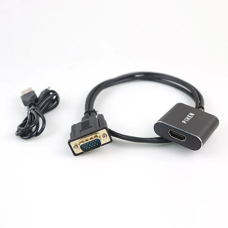 New Arrival VGA Male To HDMI Female With 3.5mm Audio Cable & Power Supply 1080p VGA To HDMI Adapter Converter