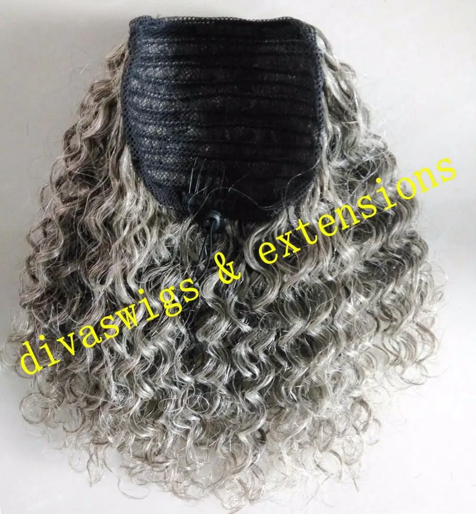 100% Natural virgin hair silk soft brazilian hair extension grey human hair weaving ponytail 120g free shipping